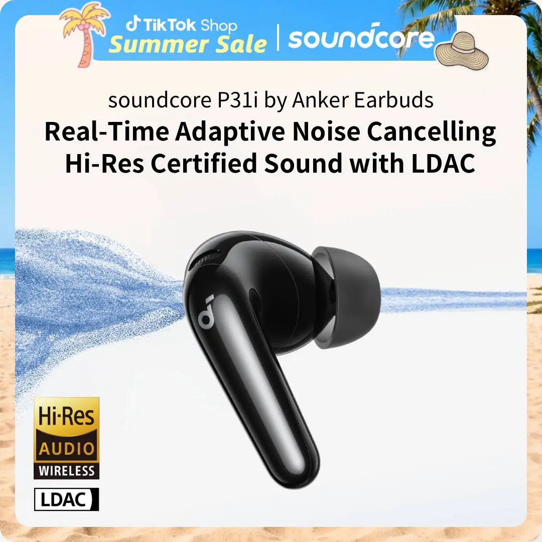 [Live Only] soundcore P31i by Anker, Real-Time Adaptive Noise Cancelling, Hi-Res Sound, 50H Playtime, Wireless Earbuds, Bluetooth Earphones, Spatial Audio, Fast Charging, IP55 #tiktokshopsummersale