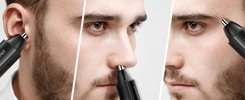 MANSPOT Nose & Ear Hair Trimmer for Men, 10000-RPM Electric Nose Trimmer for Men with Vacuum Cleaning System, IPX7 Waterproof, USB-C Charge, 90min Runtime,Magnetic Detachable Blade Head,Easy to Clean