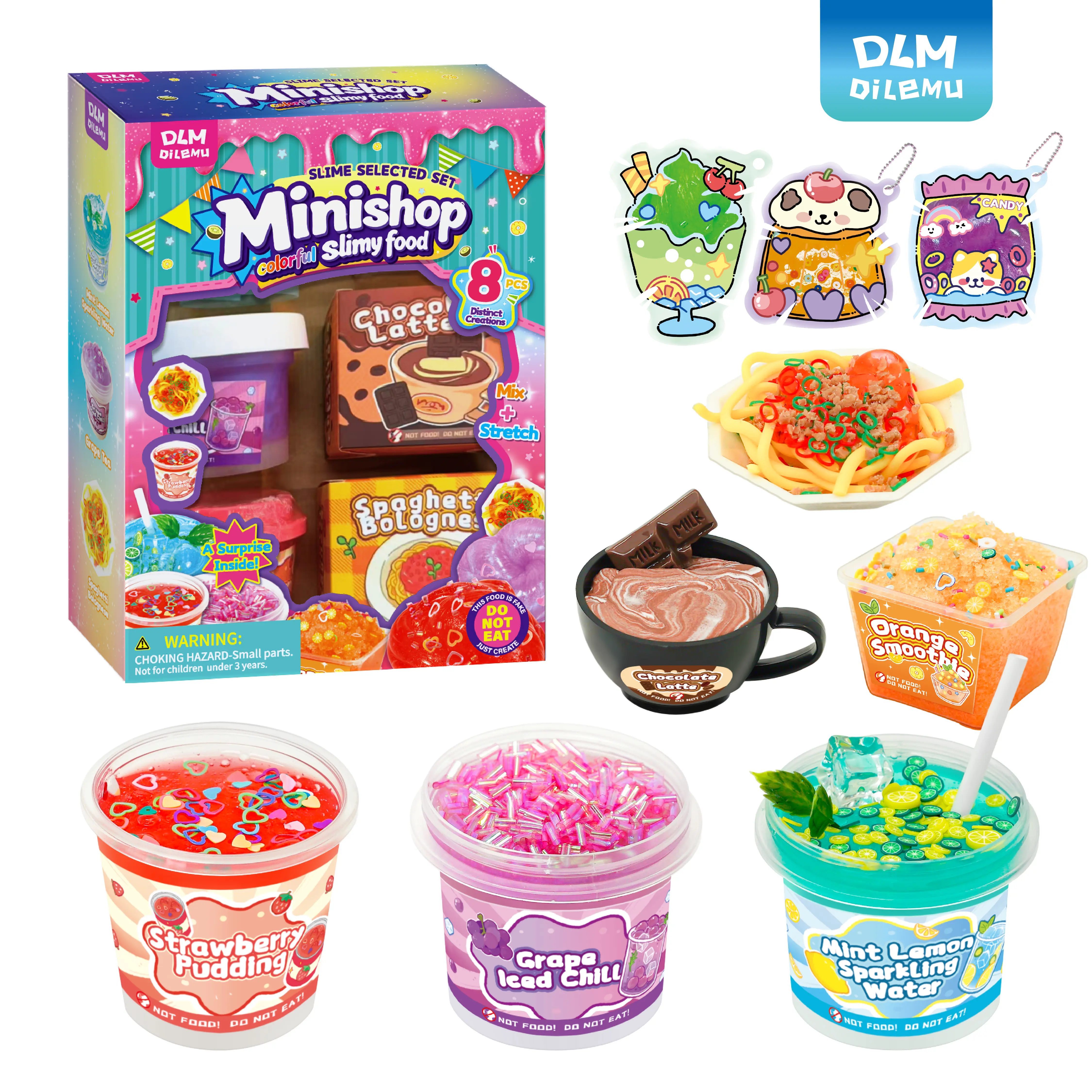 DLMdilemu DIY Mini Convenience Store Slime Mart Kit, Squishy Sensory Girl Kids Toy with Storage Trays, Drawer Boxes, Flat Pouches - Stress Relief Gifts for 9–10 Girls, Ages 6+, Not for Under 3 Years, Kids Toys