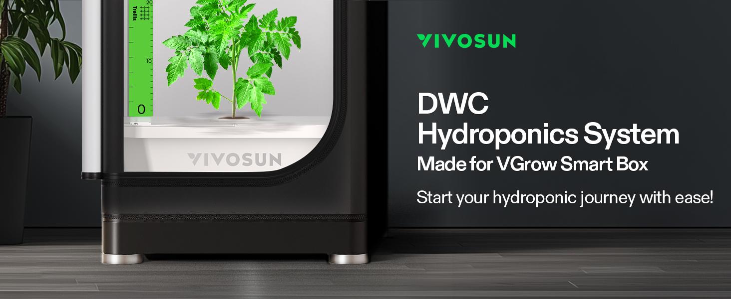 VIVOSUN VGrow DWC Hydroponics Growing System Kit for VGrow Smart Grow Box, 4-Gallon Deep Water Culture with Air Stones and Rapid Rooters