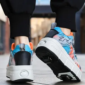 Dual-Wheel Roller Skates, Detachable Wheels, Colorblock Design, Anti-Slip Sole, Adjustable Velcro, Sporty Style, All Seasons, Sports Roller Skates, Shoes with wheels