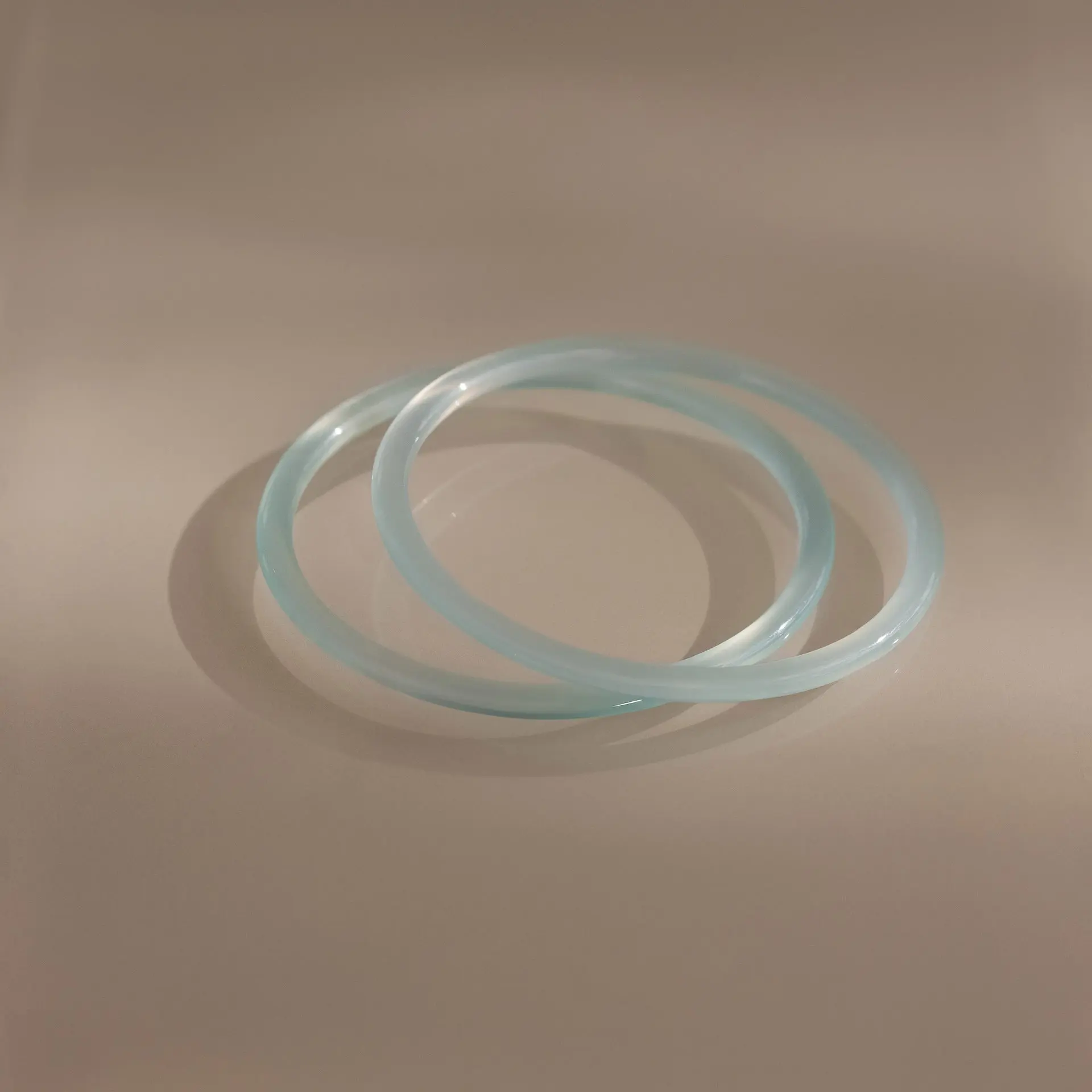 Thin Blue Jade Bangle Set by Caitlyn Minimalist - Set of 2 Light Blue Gemstone Bangle Bracelets - Boho Jewelry - Gift for Her