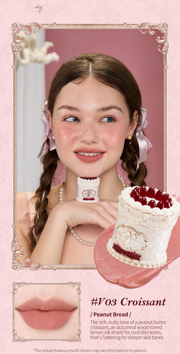 Flower Knows Strawberry Cupid Collection Cake Lip Cream, Smooth Matte Lip Cream, Long Lasting, Non-Stick Cup Lip Clay, Smudge Proof, High Pigment, Moisturizing, Summer Makeup Gift, Makeup Beauty Cosmetics