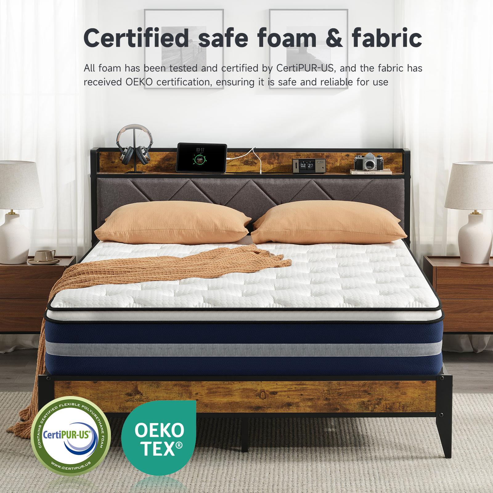 VIZIM Twin & Full & Queen Hybrid Mattress 10&12inch with Pocket Springs & Memory Foam for Cooling Comfort Pressure Relief Easy Setup Long Lasting Quality