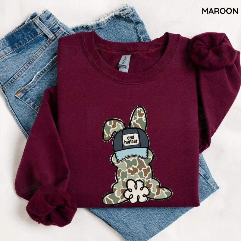 Egg Hunter Camo Easter Sweatshirt, Toddler Crewneck, Easter Day Shirt, Camo Easter Bunny Shirt, easter toddler shirt, Trendy shirt