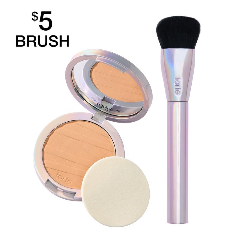 tarte shape tape powder foundation & brush duo - medium coverage, natural matte finish + foundation brush for flawless skin