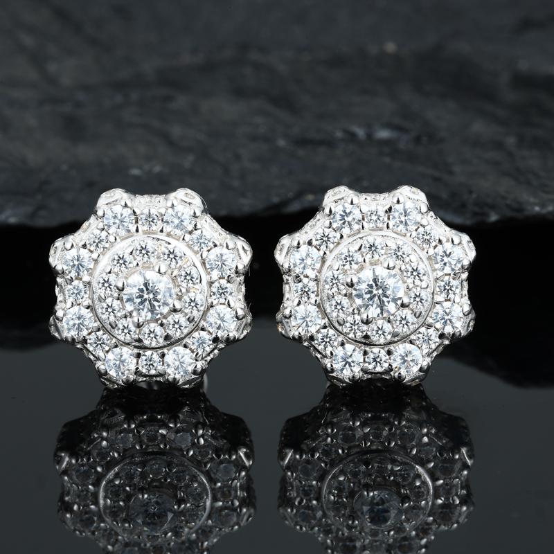 【#E534】UCCIYO Synthetic Moissanite Earrings For Women 925 Sterling Silver Stud Earring Men Hip Hop Jewelry Couple Gift