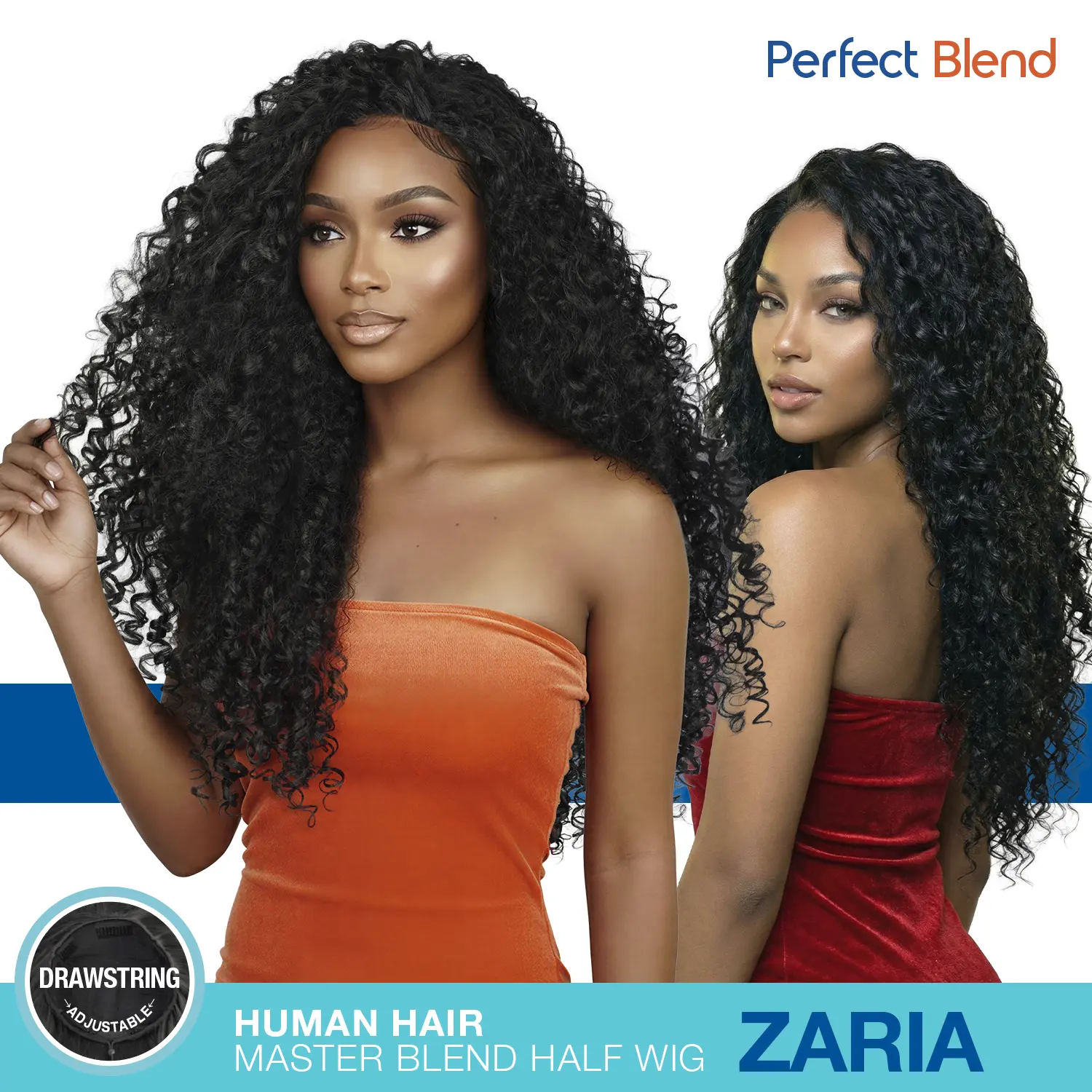 THE STYLIST Zaria Water Wave Half Wig for Women, 26 Inch Long Perfect Blend Master Mix Human Hair with an Average Size Cap, Half Wigs