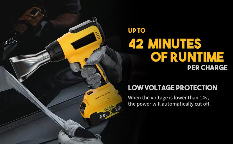 Powtree Cordless Heat Gun Compatible with DEWALT Battery Max 752°F (400°C) Heat Gun for Crafts, Shrink Tubing, Resin & Decorating Tool Portable