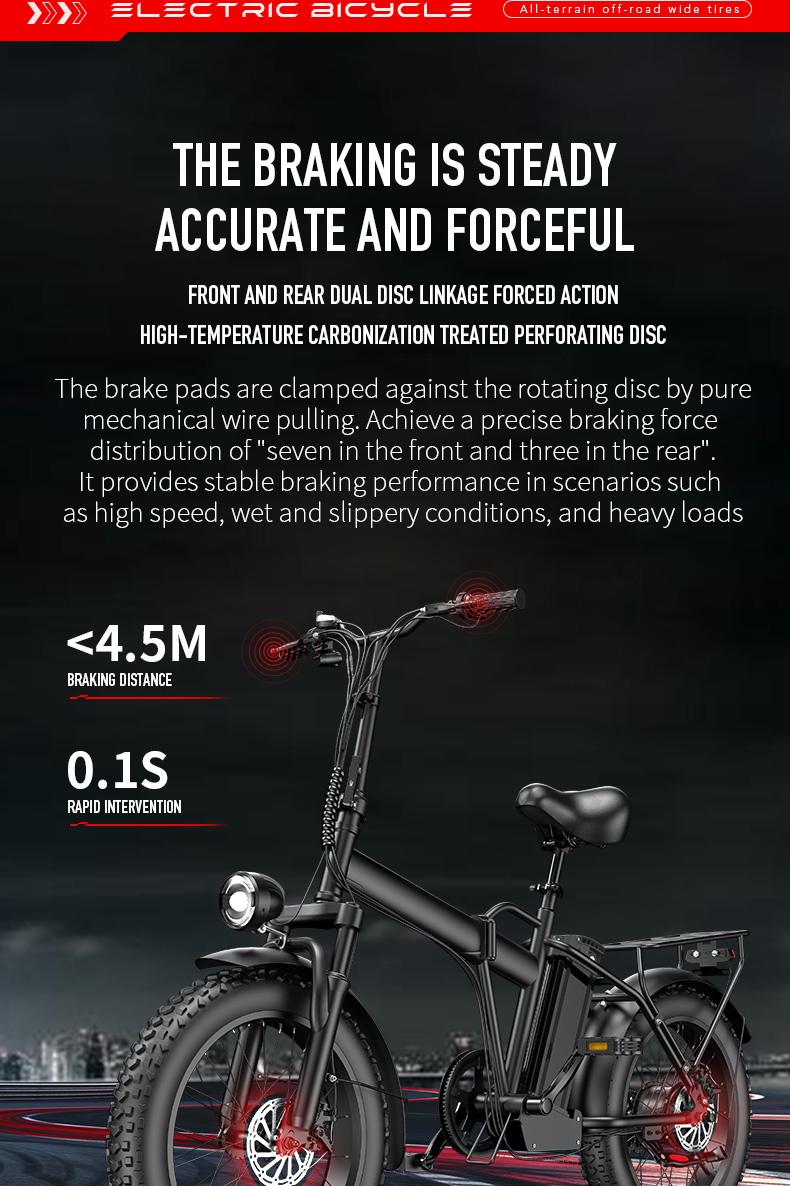 20-Inch All-Terrain Electric Folding Bicycle with High-Carbon Steel Structure 48V 20A-25A Battery 20x4 Off-Road Tires for Versatile Use as Electric Bicycle & Motorcycle SpringStatements