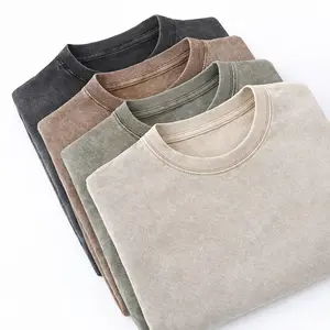Men’s Loose Fit T‑Shirt Set, 4 Pieces — Vintage Thick Cotton Sports Acid Wash Loose T‑Shirts for Fitness