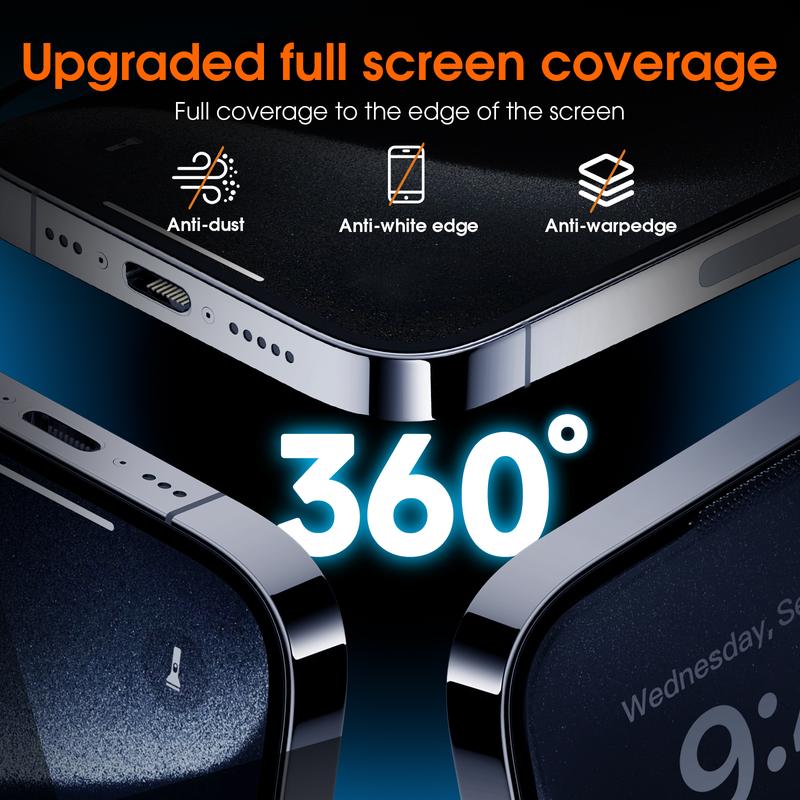 TIDEOK 2 Pack Screen Protector for iPhone 16/15/14/13- Available in Two Styles HD /Privacy-protected Fast Install Scratch-Resistant Smooth Touch Anti-Fingerprint Cases Cover Protection with Oleophobic Coating,Christmas