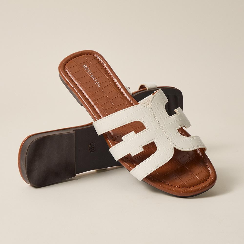 Bostanten Women's Dressy Flat Sandals With Soft Leather Slippers,Wide Width Lightweight Womens Sandals