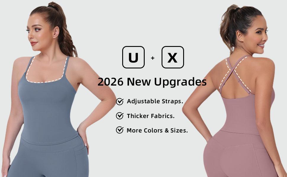 CRAZY YOGA 1/3-PACK 2026 New Adjustable Straps Built-in Bra Tank Top - Criss Cross VS Spaghetti Thin Straps & Scoop Neck, Slim Cute Buttery Soft Thicker Fabric Longline Sports Bra with Built-in One-Piece Bra Pads Yoga Wear Fitness Yoga Gym Activewear CRAZY YOGA 1/3-PACK 2026 New Adjustable Straps Built-in Bra Tank Top - Criss Cross VS Spaghetti Thin Straps & Scoop Neck, Slim Cute Buttery Soft Thicker Fabric Longline Sports Bra with Built-in One-Piece Bra Pads Yoga Wear Fitness Yoga Gym Activewear