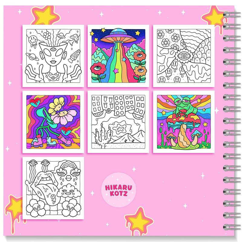 Trippy & Groovy: Coloring Book for Adults Featuring Mushrooms, Aliens, Magic Worlds and Illusions for Relaxation