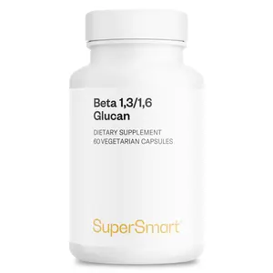 Supersmart - Beta Glucan Supplement 250mg per Day (High Strength) - Beta 1.3/1.6 Glucans - Saccharomyces Cerevisiae Extract | Non-GMO & Gluten Free - 60 Vegetarian Capsules