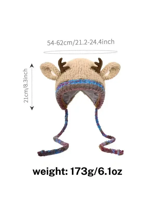 Original design, a Christmas reindeer antler hat with a strong Valentine's Day theme multi-functional. Made of knitted material, warm and windproof, suitable for the whole family. A perfect choice for New Year's gifts, Antler Ear Hats, Character Ears Hats