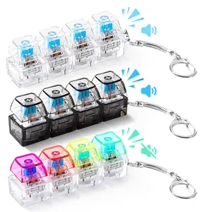 Keyboard Fidget Toys for Adult, Keyboard Fidget Keychain, Fidget Clicker with LED Light, 4 in 1 Mechanical Fidget Keyboard for Release Stress, Easter Gifts, Birthday Gifts