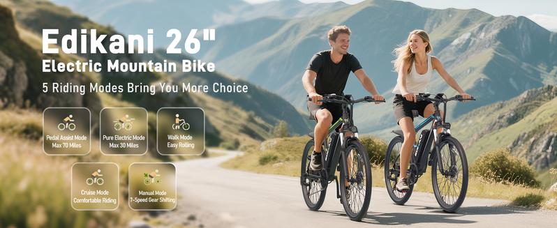 EDIKANI M01 Electric Commuter Bike for Adults 1000W Peak Power 40KMH Max Speed 7-Speed Shimano Gears 14.5Ah Battery IP65 Waterproof Dual Lockable Suspension EDIKANI M01 Electric Commuter Bike for Adults 1000W Peak Power 40KMH Max Speed 7-Speed Shimano Gears 14.5Ah Battery IP65 Waterproof Dual Lockable Suspension