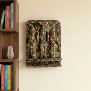 Tribal Carved Vintage Wooden Krishna And Gopis Wall Art