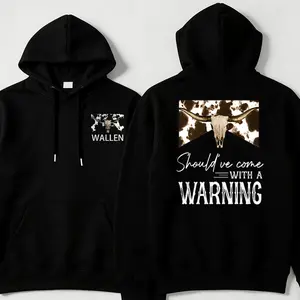 Women's Hoodie, Western Cow Print, Casual Long Sleeve Hooded Sweatshirt, Pure Cotton Double‑Sided Printed Fashion Top