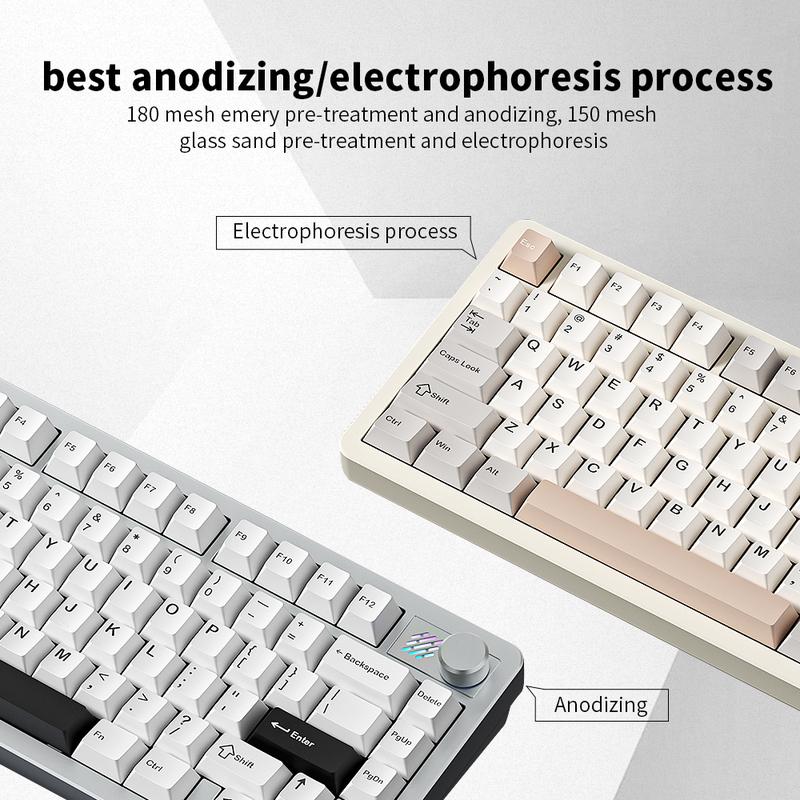 FURYCUBE F75 75% Aluminum Keyboard 82 Keys Gasket Wireless Gaming Keyboard Wired / Bluetooth / 2.4G 3 Modes Mechanical Keyboard Customized Five Layer Silencer PBT Keycaps RGB 3 / 5 Pin Hot Swappable Anodizing Process