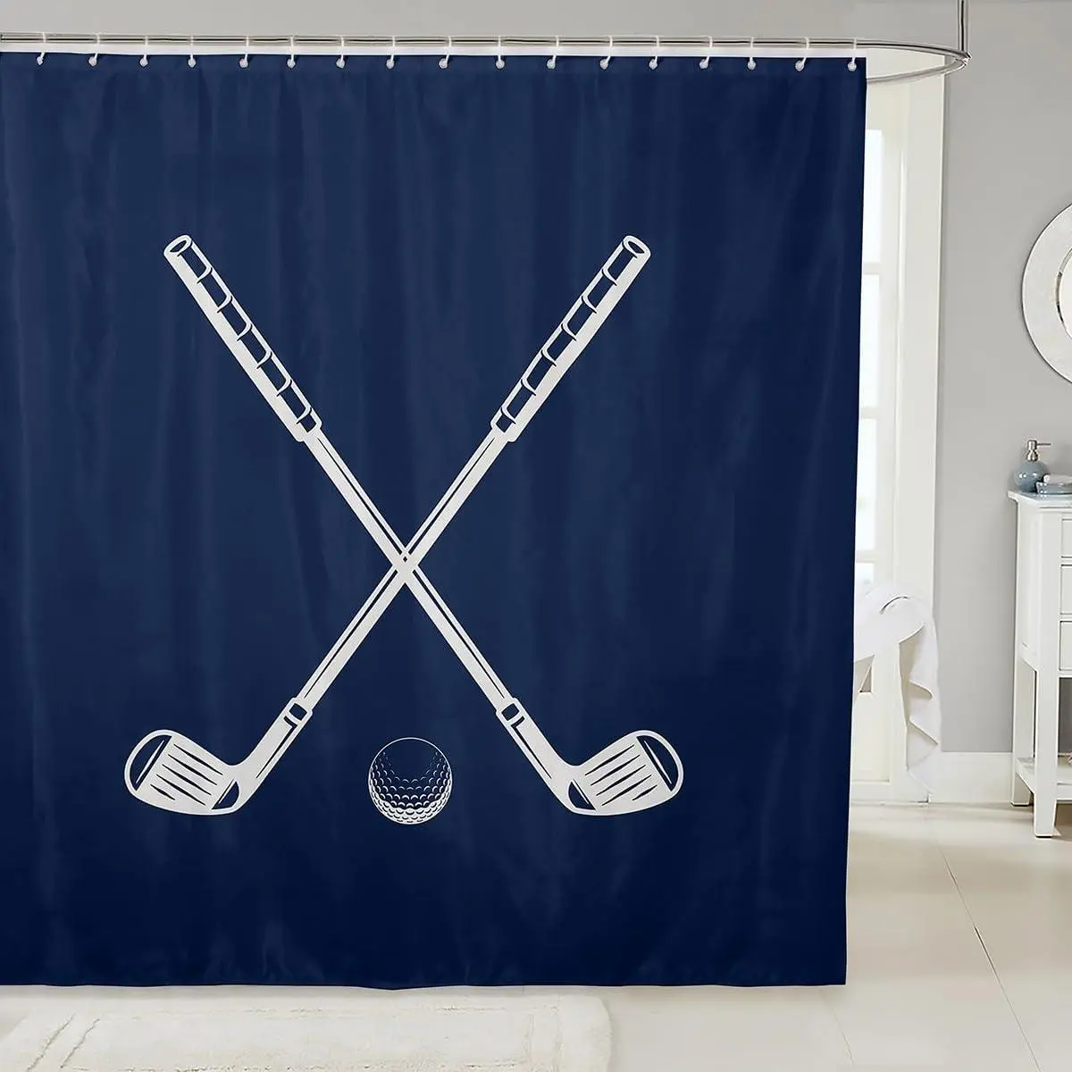 Feelyou Funny Golf Bathroom Shower Curtain Set with C-Hooks - Washable Polyester Fabric, Digital Print, Multi-Size Shower Decor for Kids, Bathroom Shower Curtain Sets