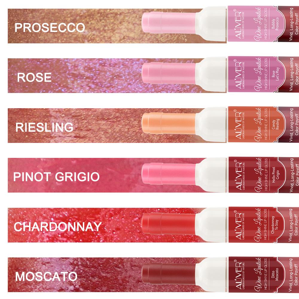 Aliver 6 Colors Lip Tint Set, Glitter Lipstick Matte Lip Stain Long Lasting Waterproof Liquor Bottle Lip Gloss Kit, Silky Glossy Lightness Non-Stick Lip, Makeup Glaze