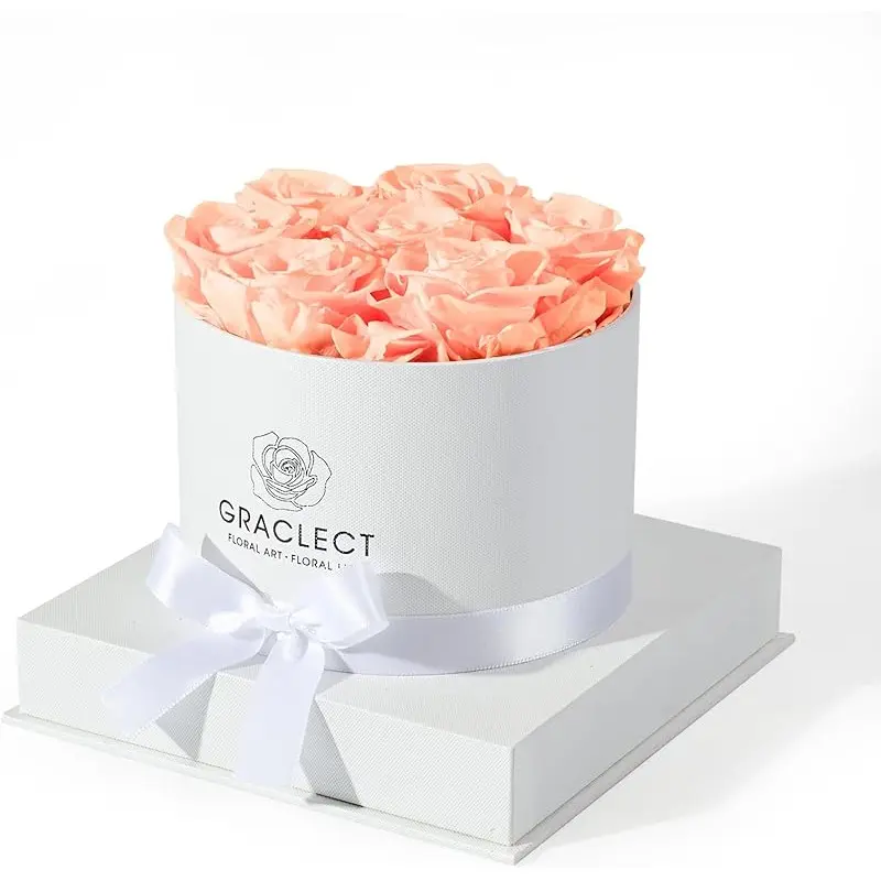 Champagne Roses in White Box