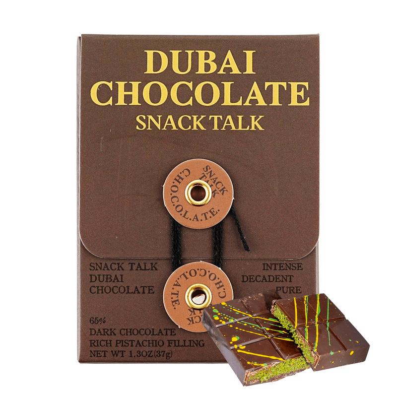 SnackTalk Dubai Chocolate Bar - Classic Pistachio Flavor, 37g - TikTok Viral Sensation, Rich Dark Chocolate Treat, Must-Try Snack