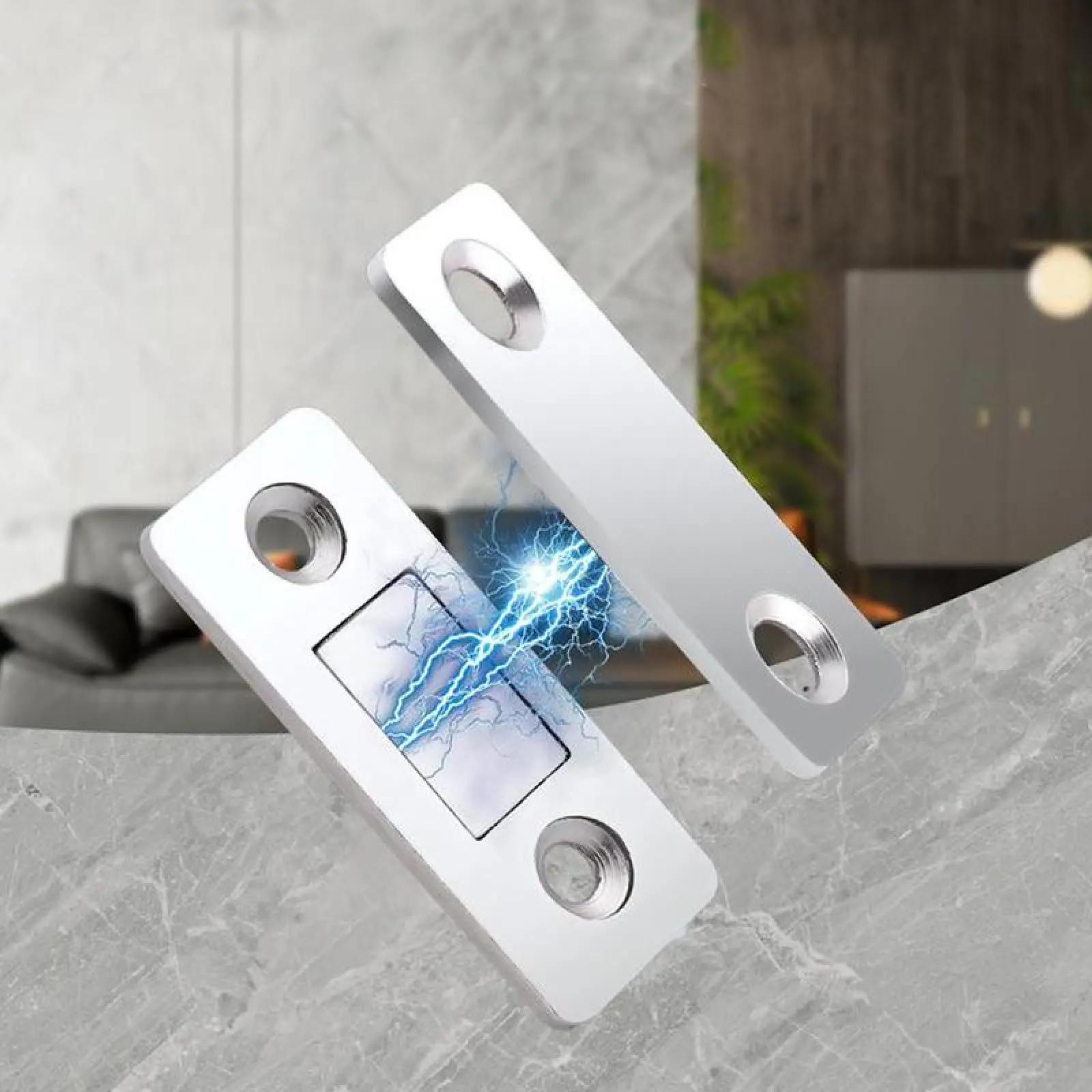 Magnetic Cabinet Catch Magnetic Lock - Stainless Steel Door Locks for DIY Users, No Drilling, 3-Step Stick-On Easy Installation, Tool-Free Setup, 0.11in Thin Profile, Corrosion-Resistant for Wood/Glass/Metal Doors & Drawers Hardware Accessory