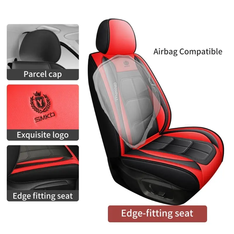 2-Pieces Leather-Look Style Car Seat Covers, Seat Protectors with Easy On/Off Keeps Upkeep Simple, Durable Comfortable Universal Vehicle Accessory for All Cars, Auto Interior Accessory
