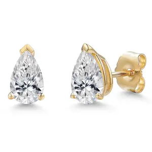 10K Yellow Gold 7X5MM Pear Shape Gemstone Birthstone Teardrop Solitaire Stud Earrings for Women | Fine Jewelry Gifts for Her Mom Women Wife