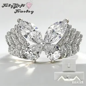 Butterfly Rings Statement Rings for Women Butterfly Cocktail Hand Ring Synthetic Morganite