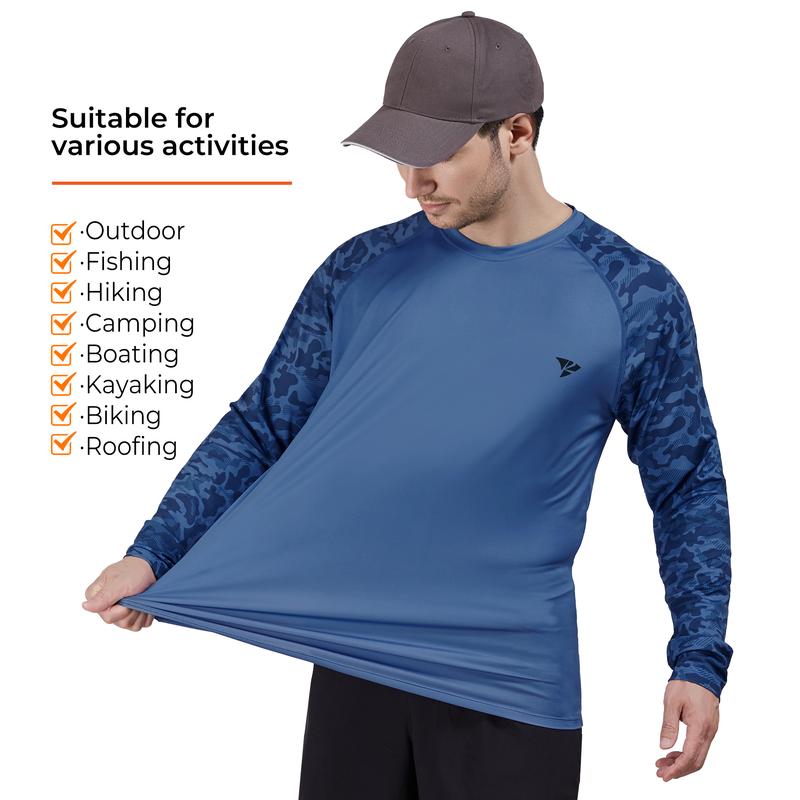 RODEEL 932 Long Sleeve Shirts Men UPF 50+ Sun UV Protection Lightweight Quick Dry Moisture Wicking Breathable Cooling Activewear for Outdoor Sport Gym Workout Running Hiking Camping Fishing Boating Construction Landscaping, Holiday Gift