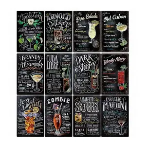 Classic Cocktail Posters Metal Signs Mojito Martini Vintage Plaque Bar Pub Club Wall Decorative Plates Home Decor 20*30 cmcan be customized with your own design