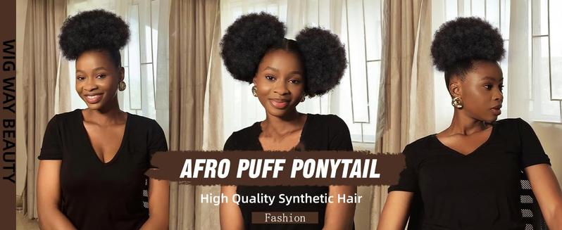 Afro Puff Drawsting Ponytail Burgundy 8 Inch Synthetic Hair Puff Durable Natural Soft and Smooth Natural Ponytails Extensions for Black Women