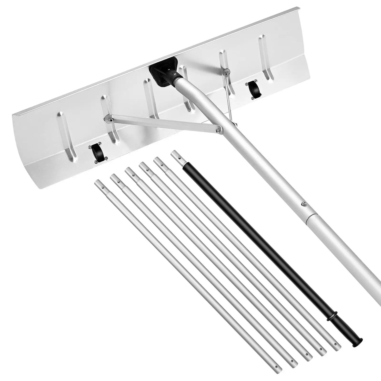 Snow Roof Rake With Aluminum Blade, 26-Inch Snow Removal Tool, Adjustable From 7.5 To 20 Feet, Roof Snow Scraper With Wheels, Anti-Slip Handle, Lightweight Rooftop Rake For Snow, Leaves, Debris Removal, Ideal For Winter Weather