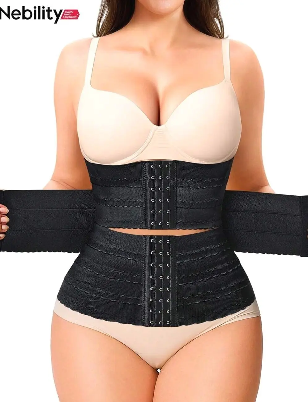 Nebility Waist Trainer For Women Corset Shapewear Tummy Control Segmented Waist Cincher Workout Girdle