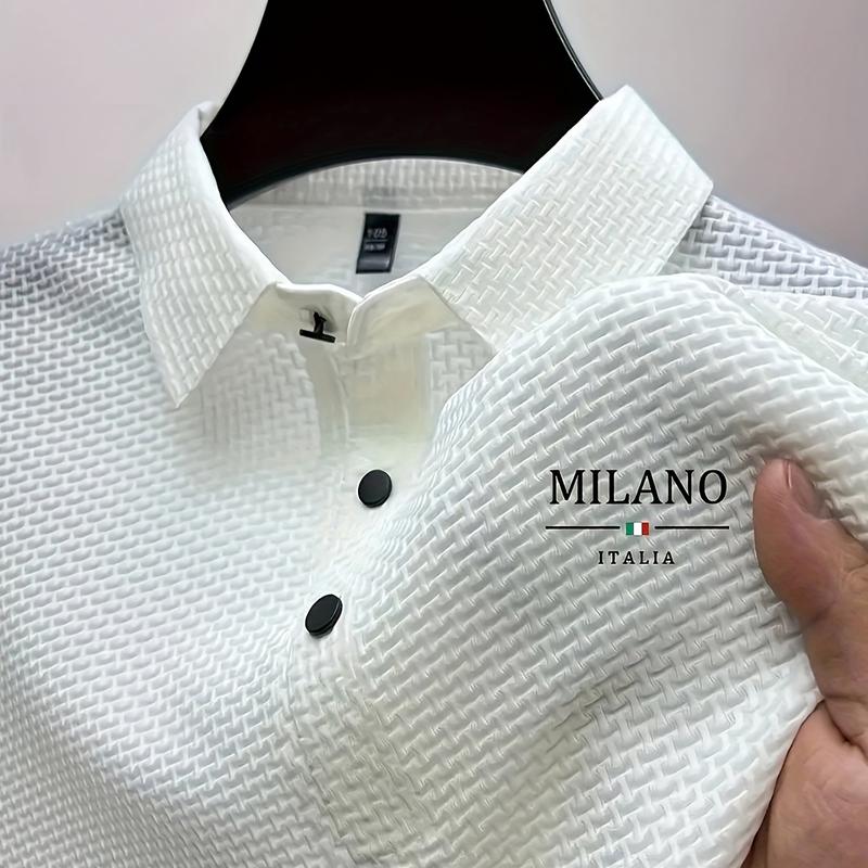 Luxury business shirt, solid color elegant design modern formal shirt, breathable lightweight material comfortable and well-fitting, short sleeve collar design, suitable for business wear, formal casual wear, and men's fashion items