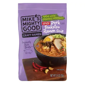 Mike's Mighty Good Spicy Pork Tonkotsu Soup – 7-Pack 2.4 oz Each Instant Ramen with Rich Broth, Protein, and Organic Noodles - Food