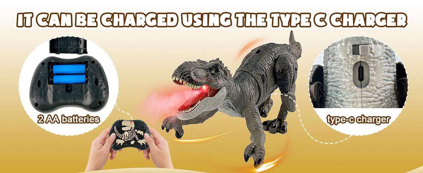 Remote Control Dinosaur Animal Toy, Spinosaurus and T-rex, swift movement & water spray, gift for boys