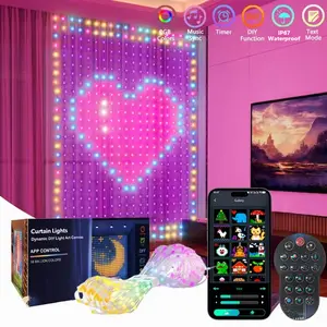 Romantic Smart Curtain Lights – IP65 Waterproof, Custom Love Notes & Heart Patterns, APP Control for Valentine’s & Holiday Nights