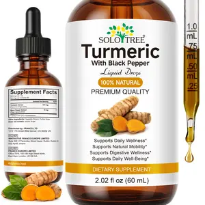 60ML Turmeric Curcumin Supplement with Black Pepper Extract Liquid Drops to Support Joint Mobility Relief and Digestive Health Multi Turmeric Supplement- 2 Fl Oz