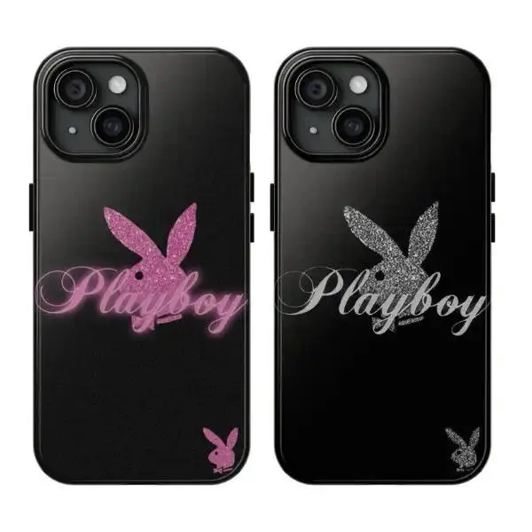 Couples' Edition Playboy Bunny Trendy Shockproof Smartphone Casing - Hard Shell Protection, Unique Design, Ideal Gift for iPhone 17,16,15,14,13,12 Pro Max, Pro Plus Handheld Cellphone Devices, Accessories