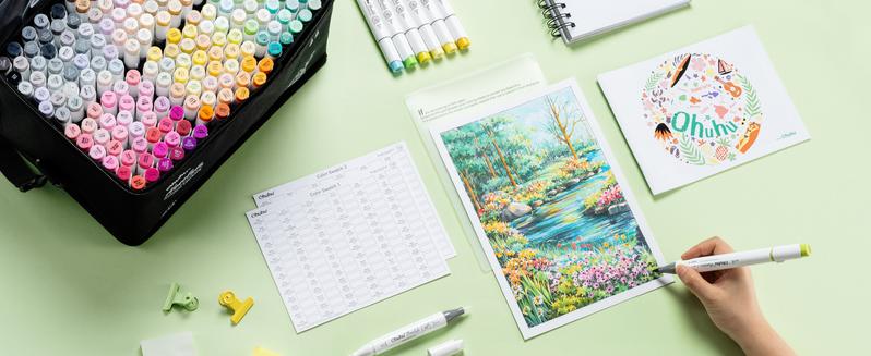 Ohuhu Alcohol Markers: Brush&Fine Dual Tips - 104 Colors & 216 Colors - Double Tipped Art Marker Set for Artists Adults Coloring Sketch Illustration - 104+216=320 - Refillable Ink - Honolulu B Series of Ohuhuart - Valentine's Day Gift