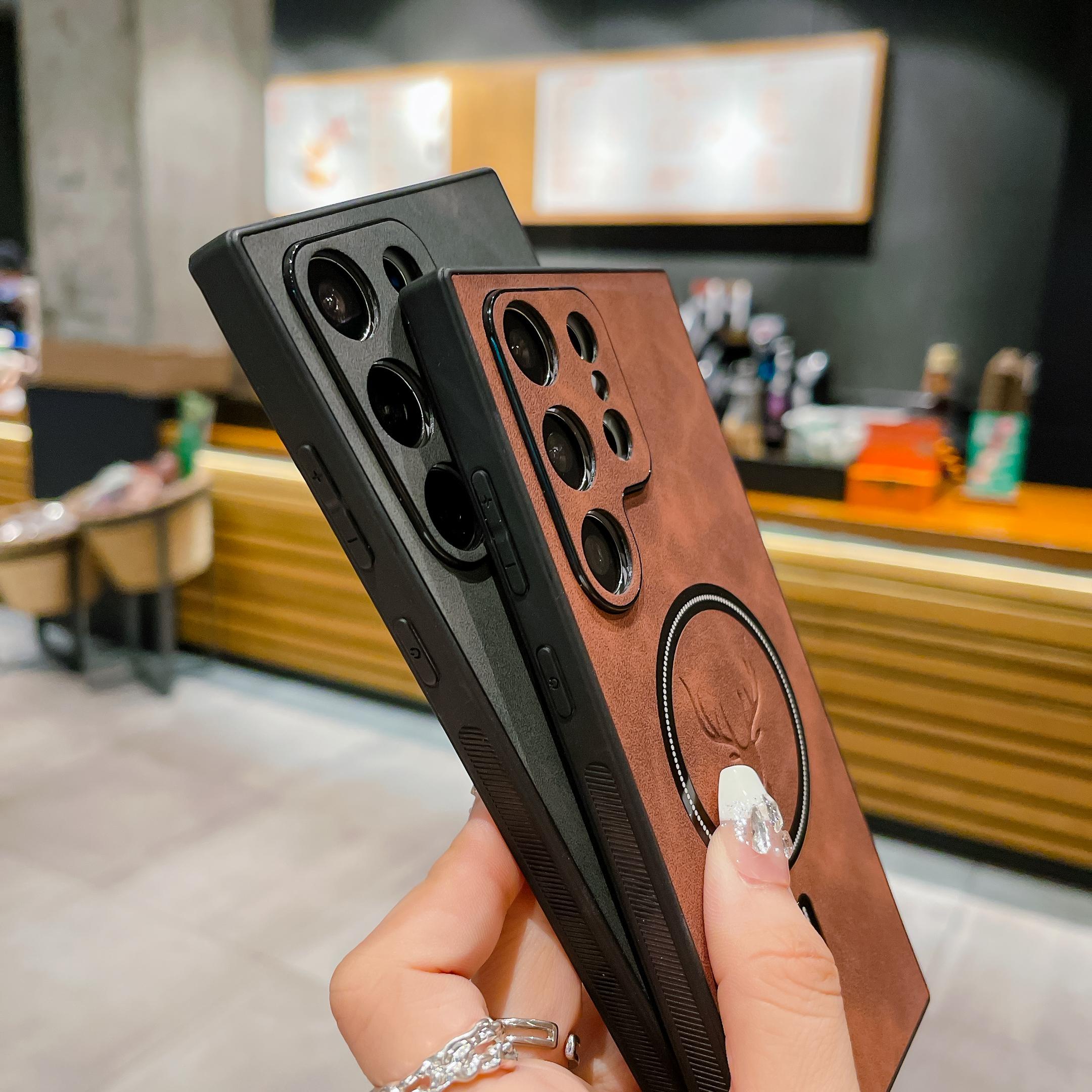 Magnetic Wireless Charging Leather Phone case for Samsung S25 Ultra S24 S23 S22 S21, Soft Shockproof case with Full Lens Protection Magnetic Wireless Charging Leather Phone case for Samsung S25 Ultra S24 S23 S22 S21, Soft Shockproof case with Full Lens Protection