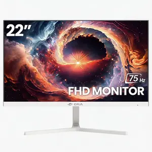 CRUA 22 Inch Computer Monitor,FHD 1080P/75Hz,120 sRGB,Low Blue Light,Wall Mountable,VGA & HDMI-White