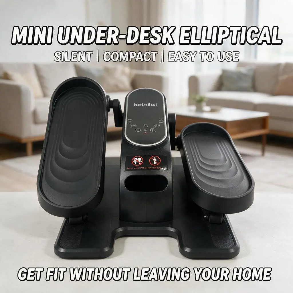 Electric Under Desk Elliptical Machine - 15 Adjustable Speeds Seated Pedal Exerciser, Remote & LCD Display, Quiet Portable Low-Impact Trainer, Anti-Slip Space-Saving, Fully Assembled for Home Gym & Office Fitness (Battery-Free)
