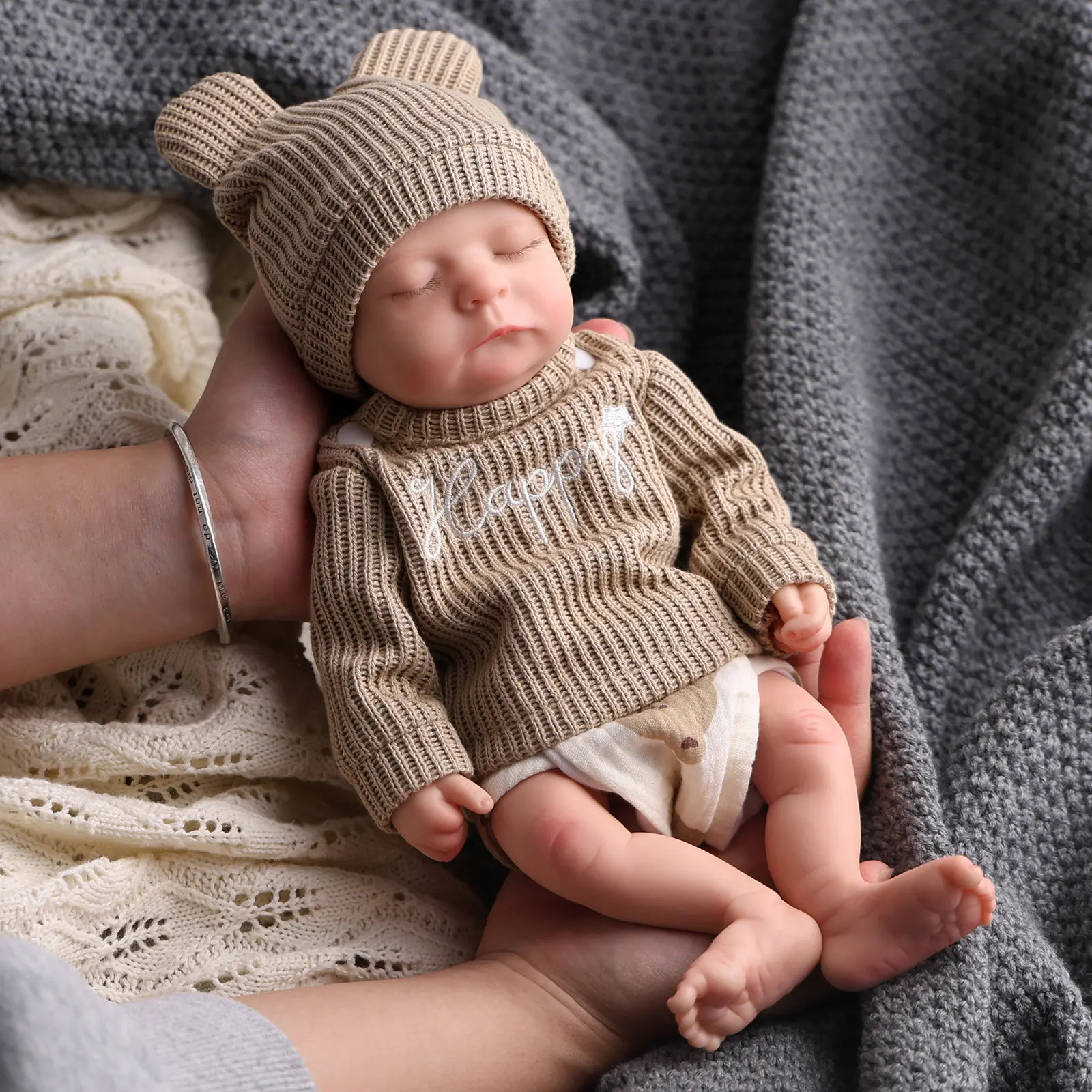 #Summervibes#DealsForYouDays BABESIDE 12/16-inch Reborn Baby Boy with Fair Skin, Full Silicone Body, Painted Hair, and Accessories Reborn Doll Set Suitable as Birthday Gift, Christmas Gift, Mother's Day Gift, or Collectible